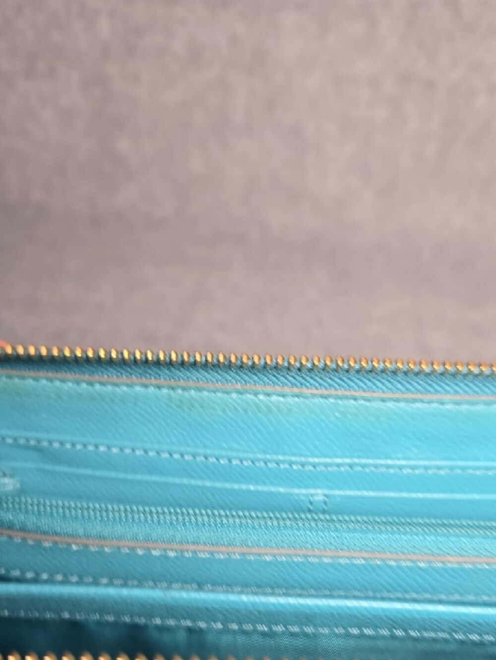 Coach Accordion Zip Wallet Cadet Blue with Gold Studs - Picture 11 of 16
